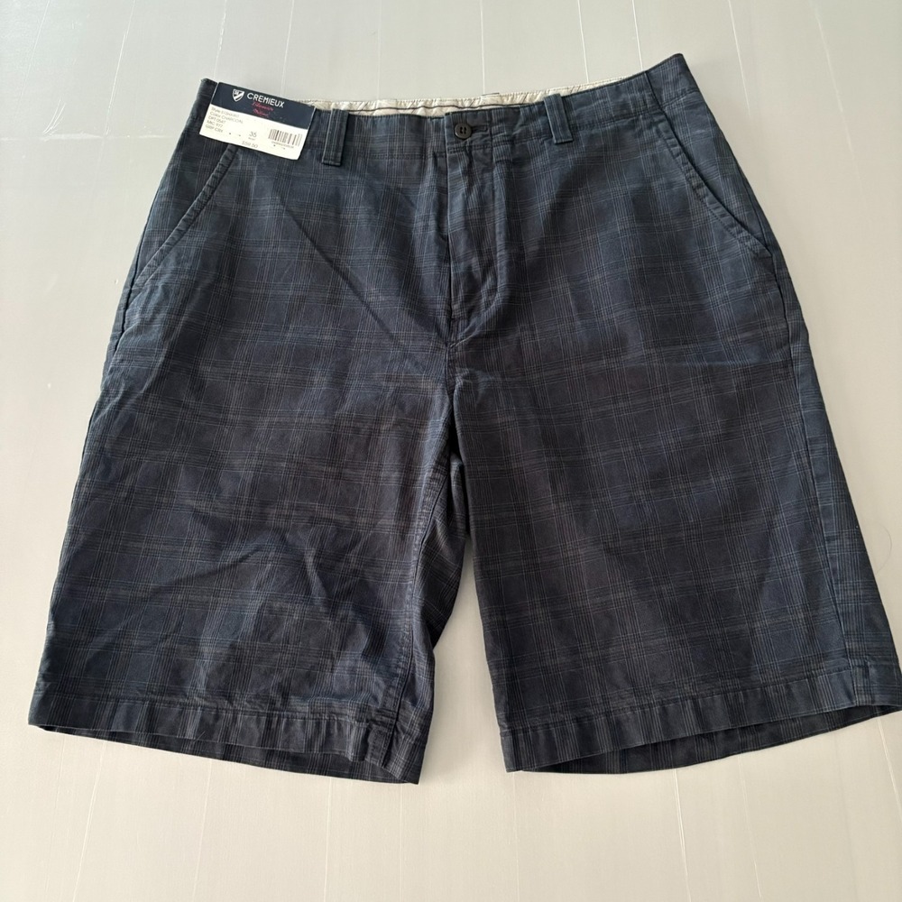 NWT Cremieux Classics William Shorts Men's 35 Charcoal Plaid 100% Cotton